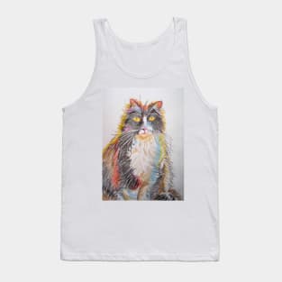 Tuxedo Cat Pencil Drawing Tank Top